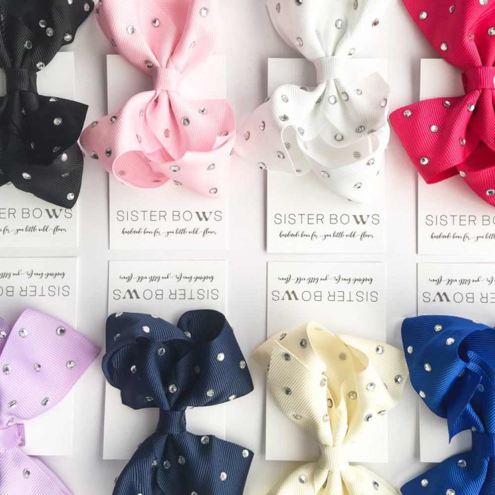 Sister Bows Assorted Crystal Studded Bow Hair Clip | Hair Accessories | Bon Bon Tresor