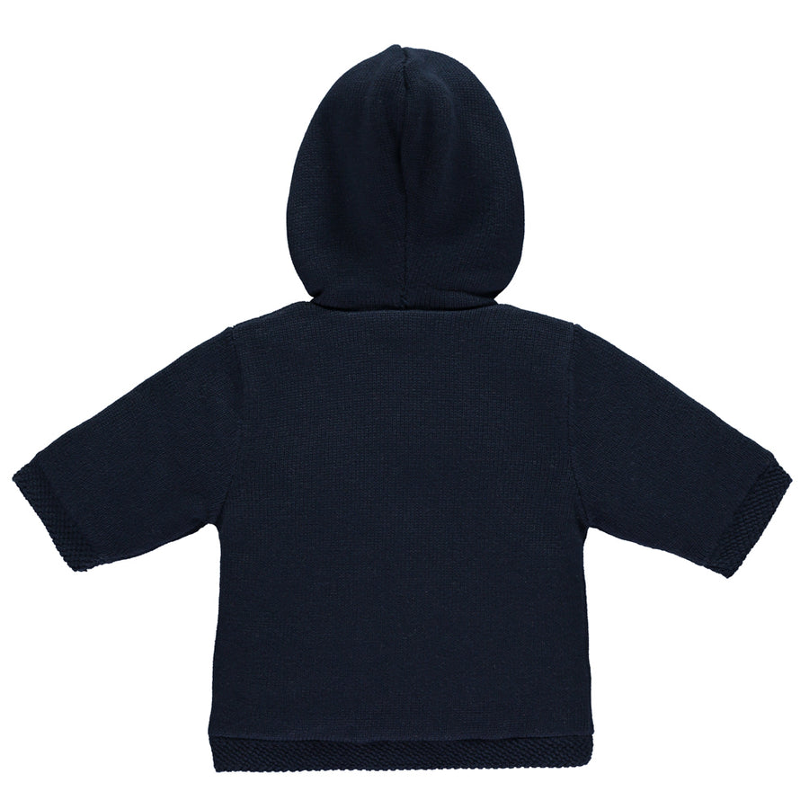 Emile et Rose Baby Boy Navy Knit Hooded Jacket | Coats & Jackets | Bon Bon Tresor