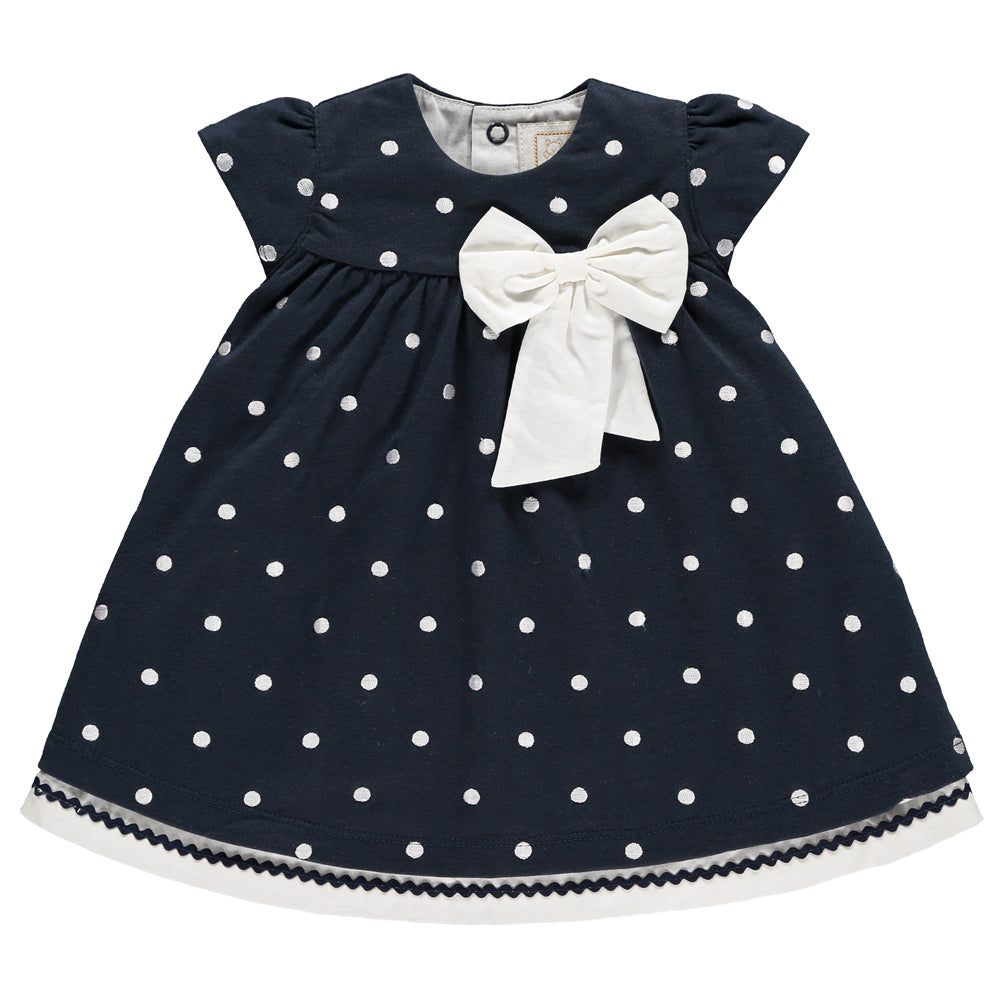 Emile et Rose Baby Girl Navy Spot Dress | Dresses | Bon Bon Tresor
