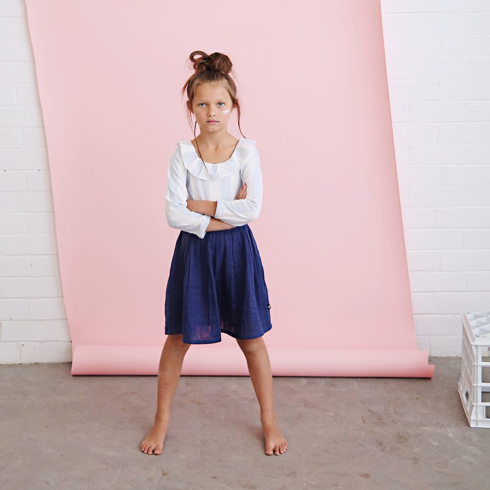 Anarkid Block Stripe Frill Neck Leotard | Tops & T-Shirts | Bon Bon Tresor