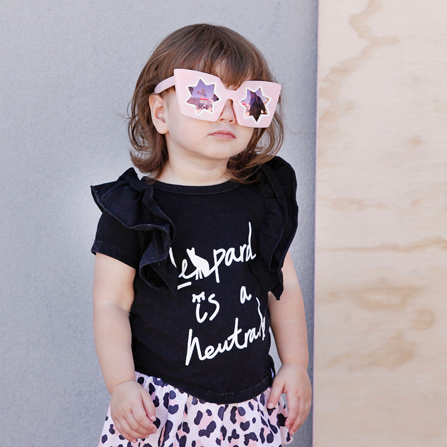 Kapow Kids Baby Girl 'Leopard Is A Natural' Ruffle Tee | Tops & T-Shirts | Bon Bon Tresor