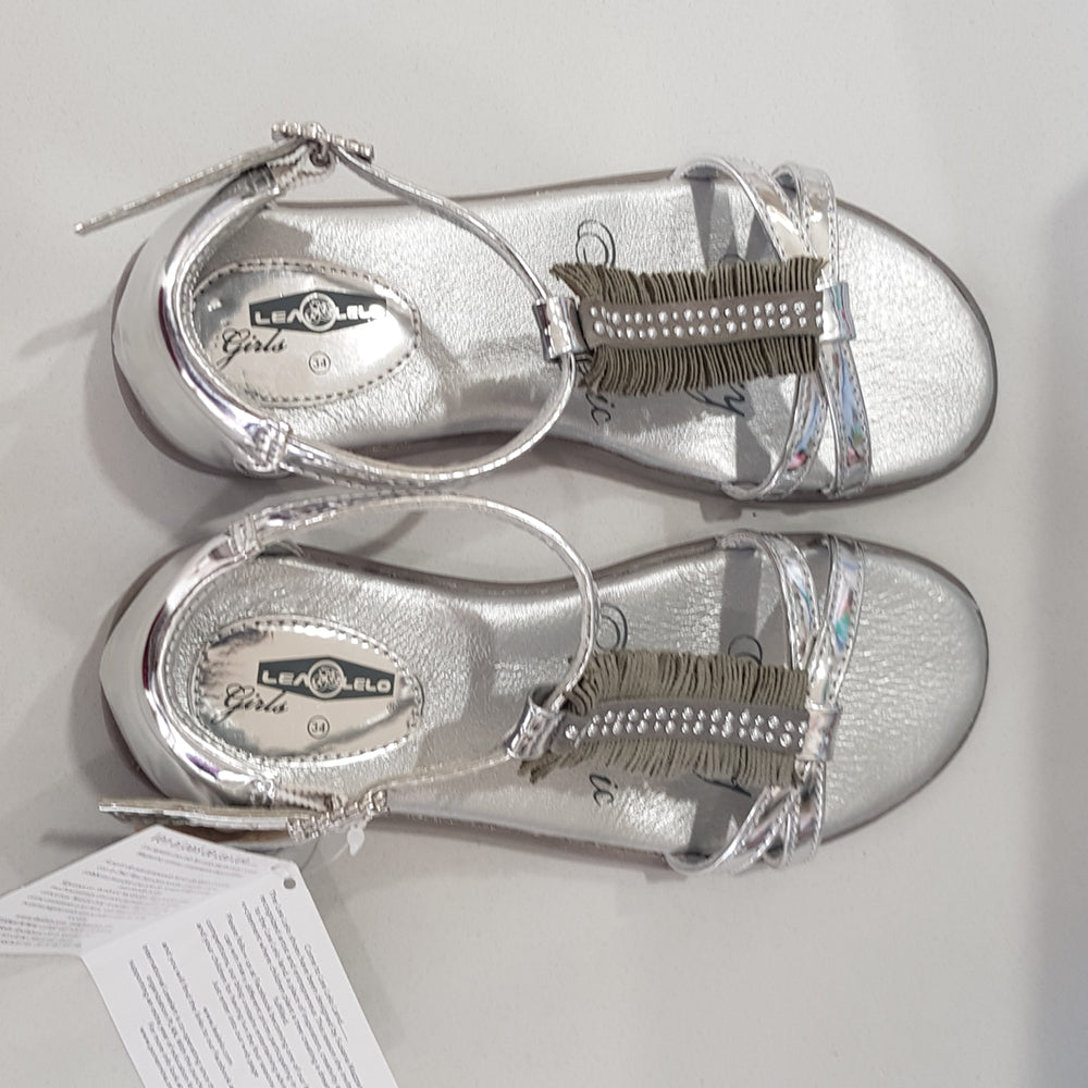Lela Leo Girls Silver Leather Sandal | Sandals | Bon Bon Tresor