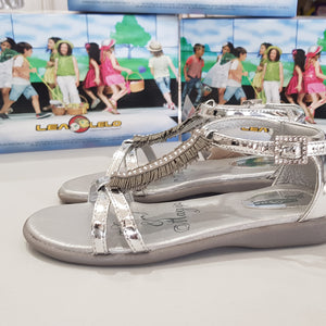 Lela Leo Girls Silver Leather Sandal | Sandals | Bon Bon Tresor