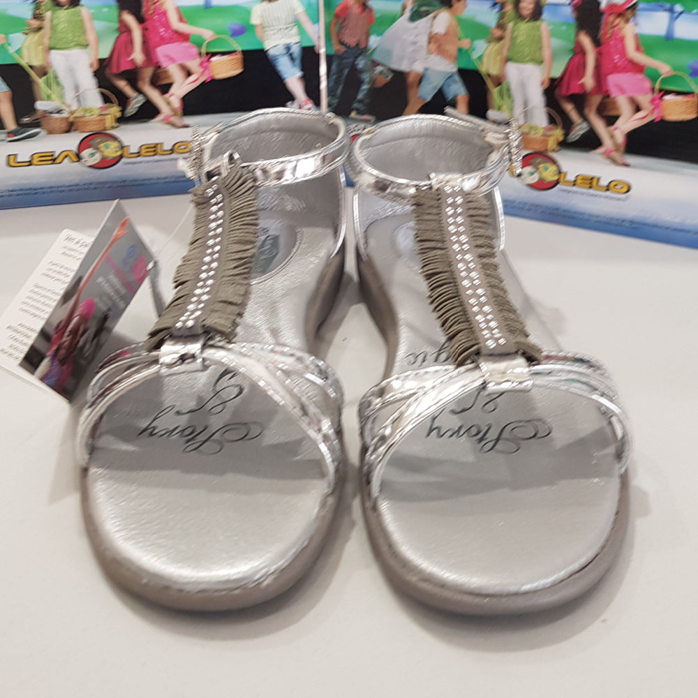 Lela Leo Girls Silver Leather Sandal | Sandals | Bon Bon Tresor