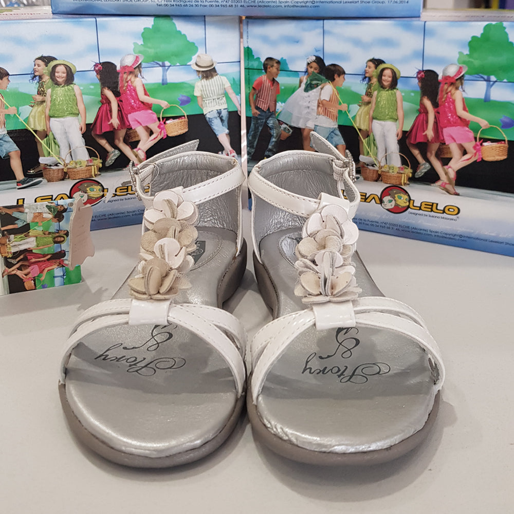 Lela Leo Girls White Leather Sandal | Sandals | Bon Bon Tresor