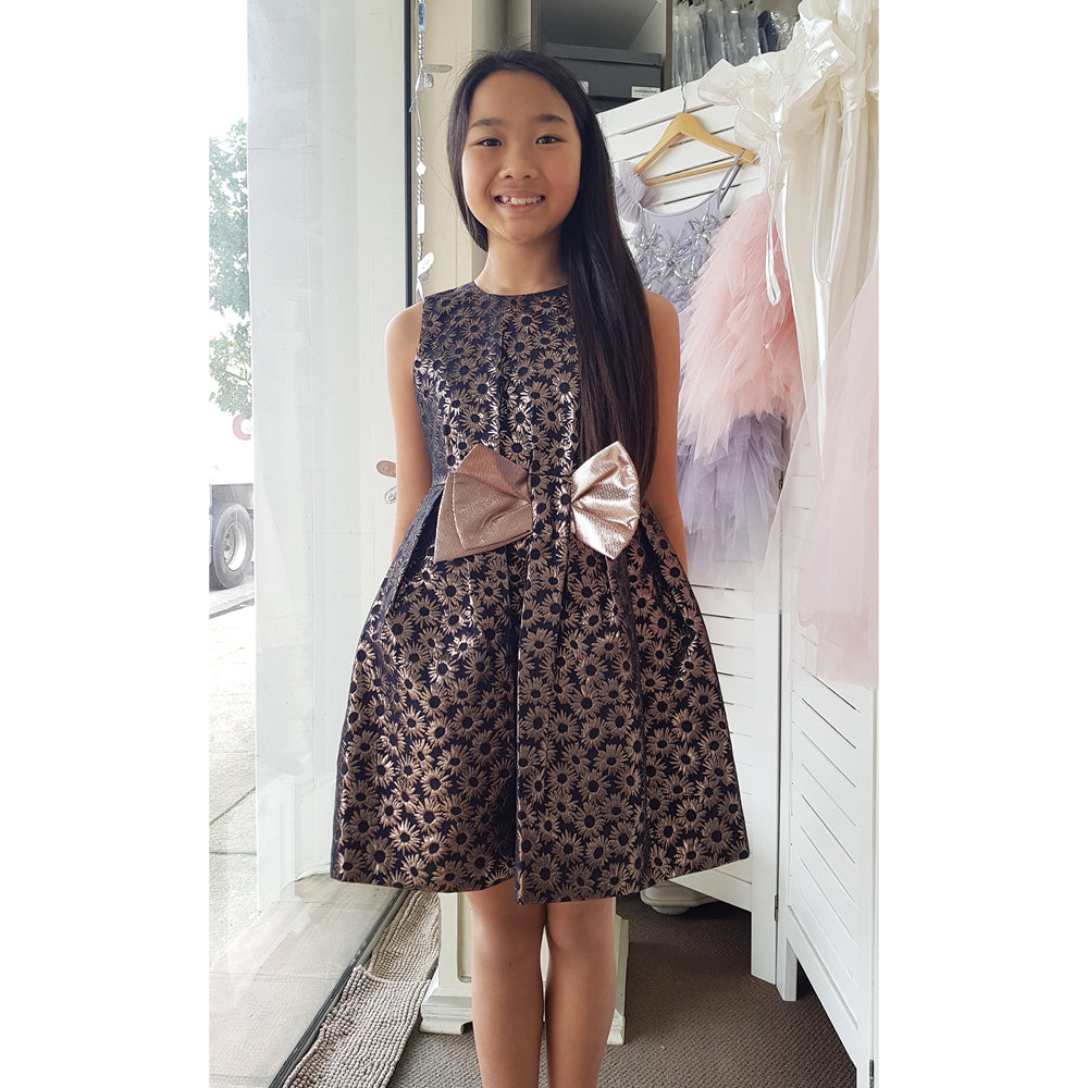 Hucklebones London Copper Daisy Jacquard Bodice Party Dress | Party Dresses | Bon Bon Tresor