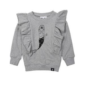 Kapow Kids Baby Girl Mermaid Placement Ruffle Sweater | Sweaters & Knitwear | Bon Bon Tresor