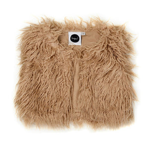 Kapow Kids Shaggy Faux Fur Vest Mushroom | Coats & Jackets | Bon Bon Tresor