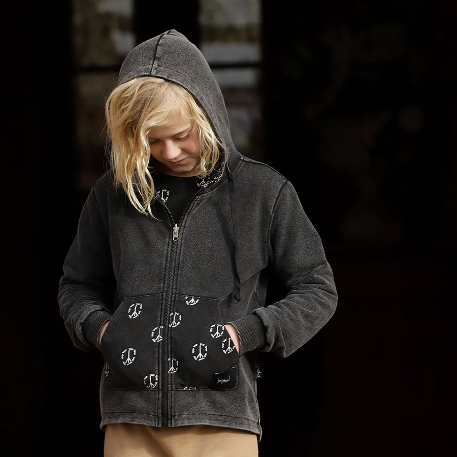 Kapow Kids Skate & Peace Reversible Hooded Zip Jacket | Sweaters & Knitwear | Bon Bon Tresor