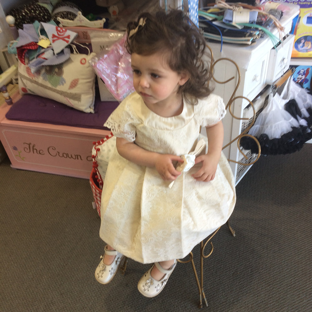 Styled By Alexandros - Girls Ivory Silk Lace Party Dress | Party Dresses | Bon Bon Tresor