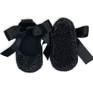 La Vera Kids Baby Girl Black Crystal Ballet Shoes | Dress Shoes | Bon Bon Tresor