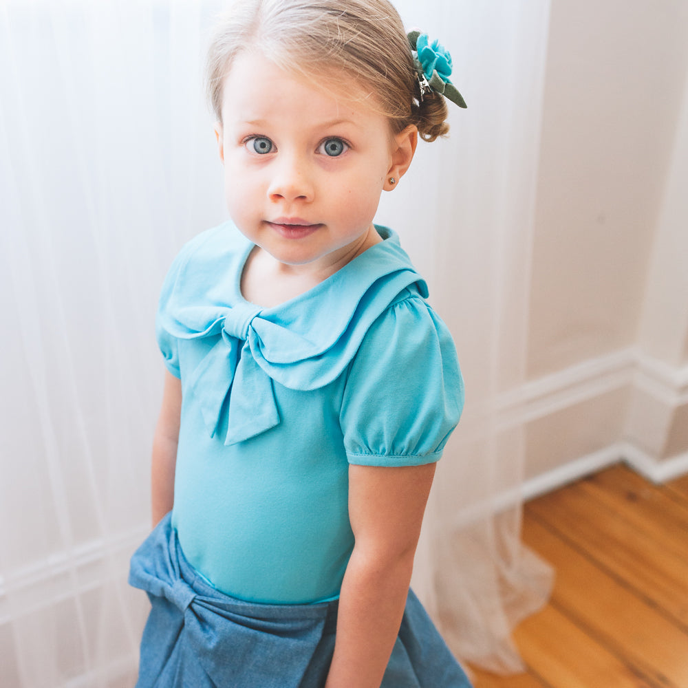 K Coulst Designs Light Denim Bow Skirt | Skirts | Bon Bon Tresor