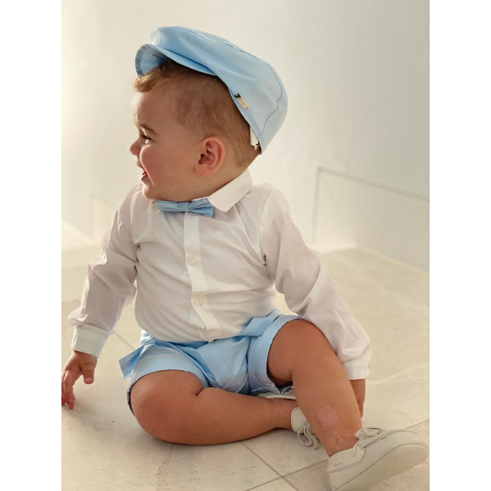 Barcellino White and Baby Blue Shorts Suit | Suits & Sets | Bon Bon Tresor