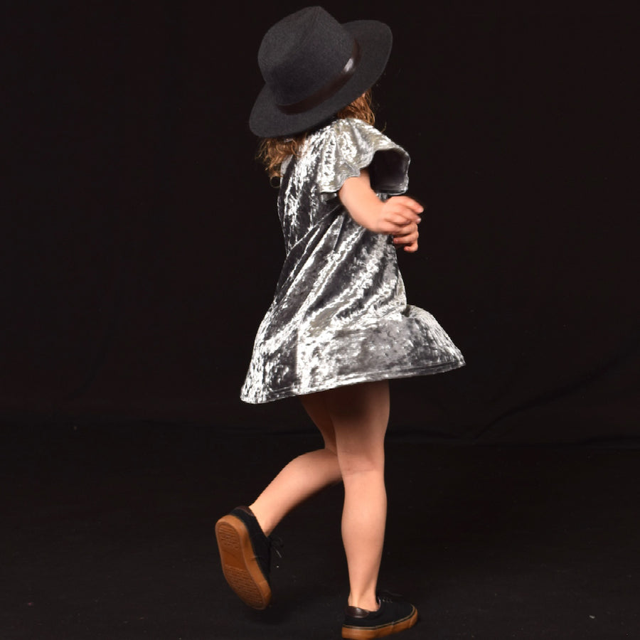 Little Lords Silver Velvet Party Dress | Dresses & Skirts | Bon Bon Tresor
