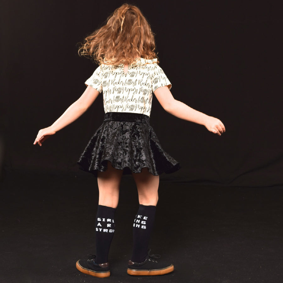 Little Lords Black Crushed Velvet Skirt | Dresses & Skirts | Bon Bon Tresor
