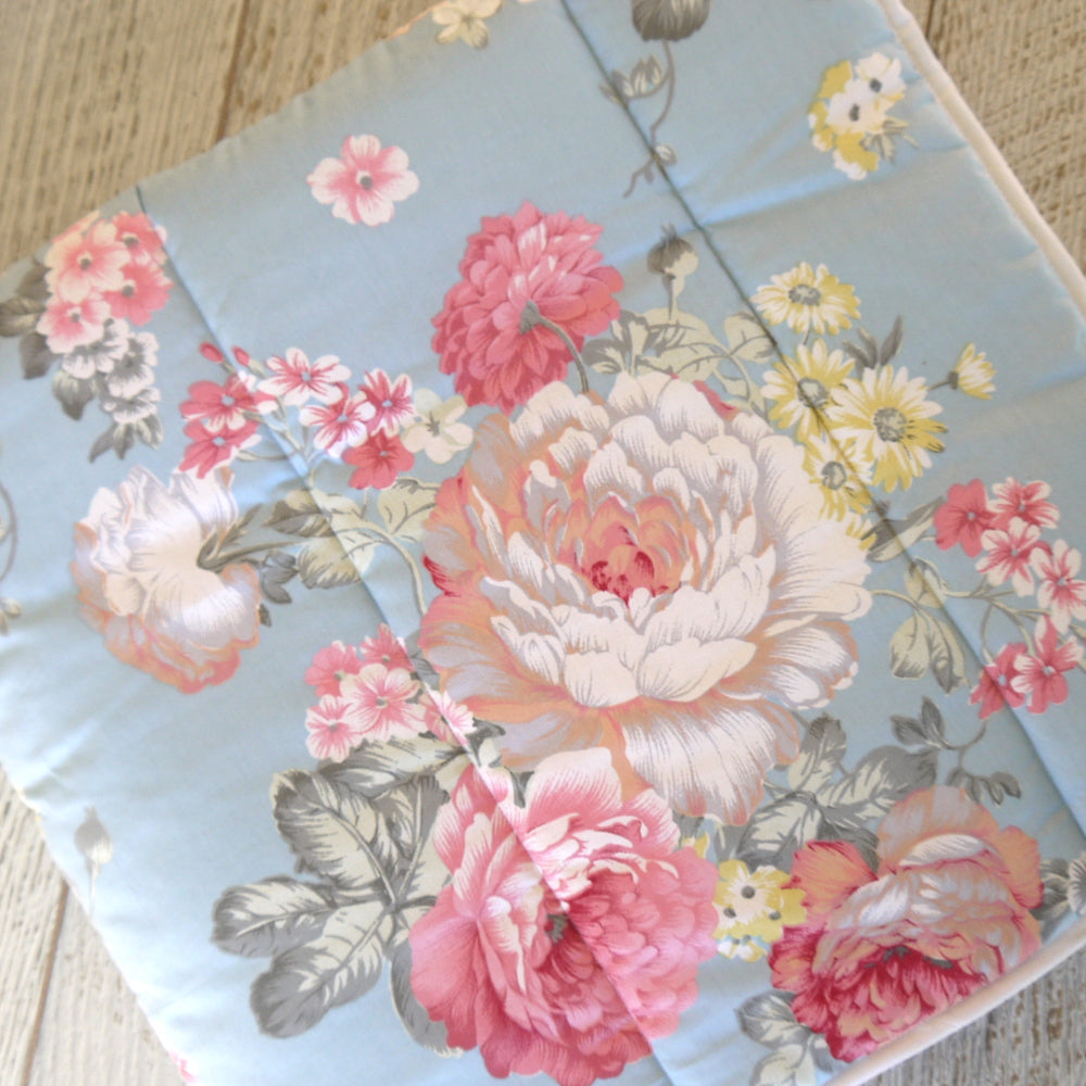 Tilly & Otto Blowsy Blue Couture Cot Quilt | Cot Quilt | Bon Bon Tresor