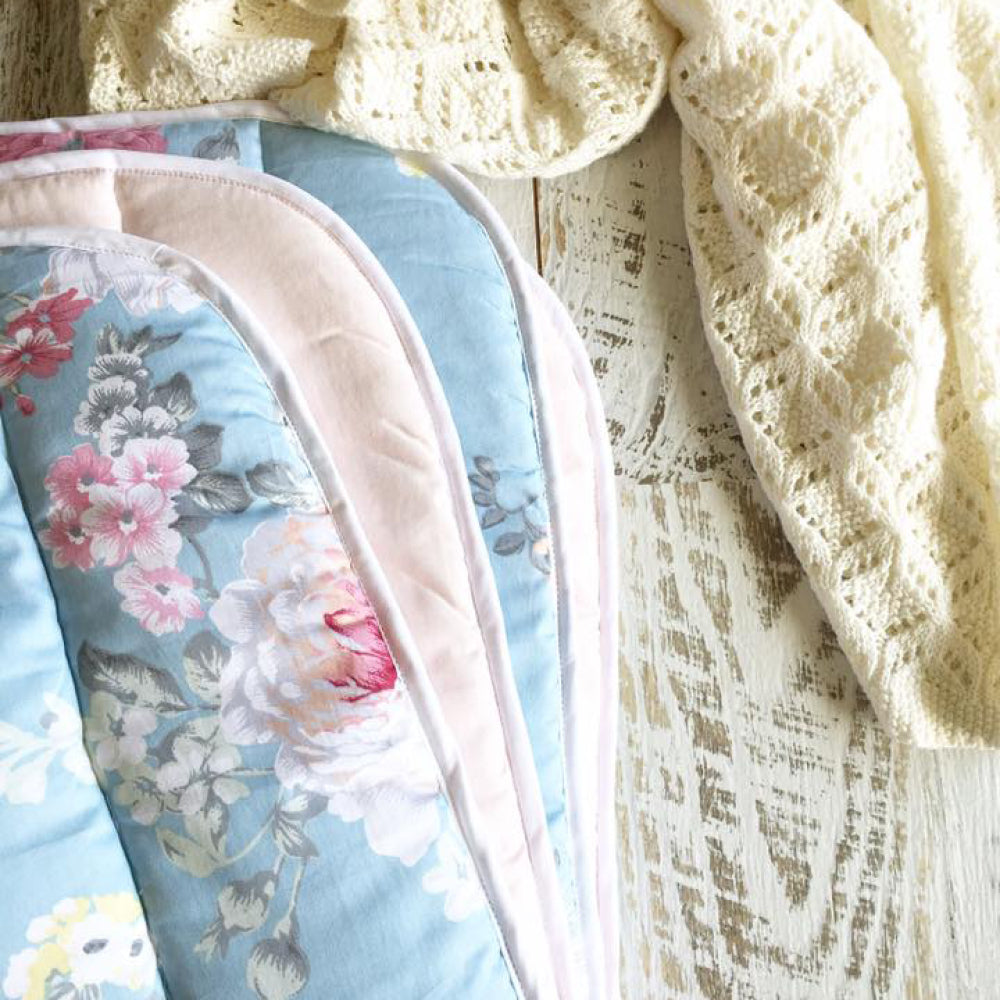 Tilly & Otto Blowsy Blue Couture Cot Quilt | Cot Quilt | Bon Bon Tresor