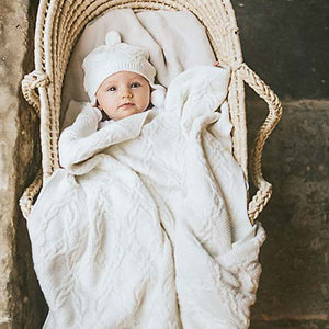 Toshi Organic Knit Blanket Bowie Cream | Blankets | Bon Bon Tresor