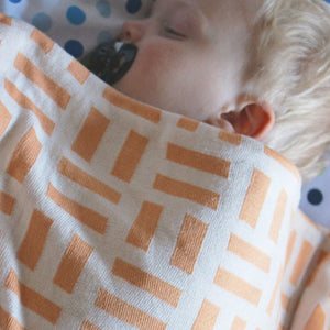 Branberry Bricks Baby Cot Blanket Orange/White | Blankets | Bon Bon Tresor