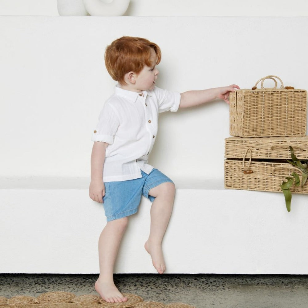 Tiny Twig White Crinkle Cambric Shirt | Tops & T-Shirts | Bon Bon Tresor