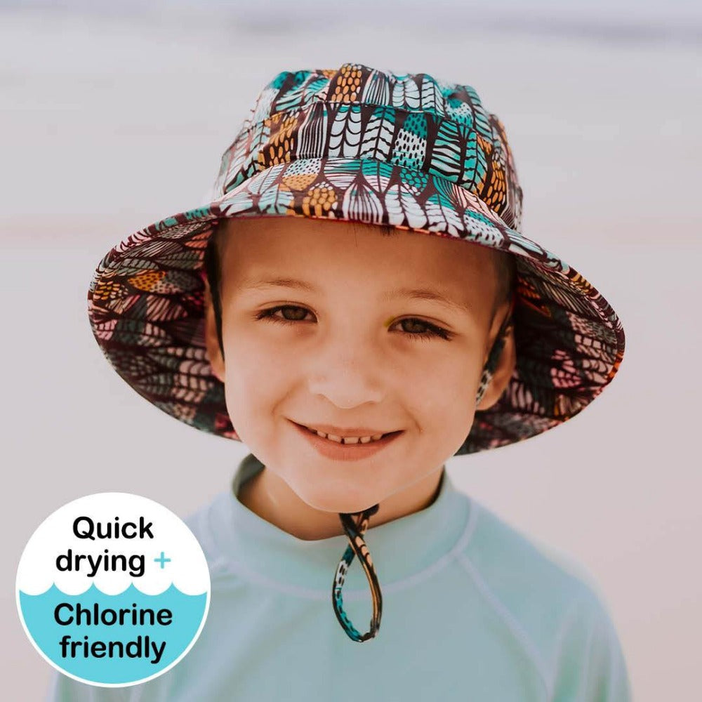 Bedhead hats - Green Bucket Hat with Strap for girls & boys UPF 50