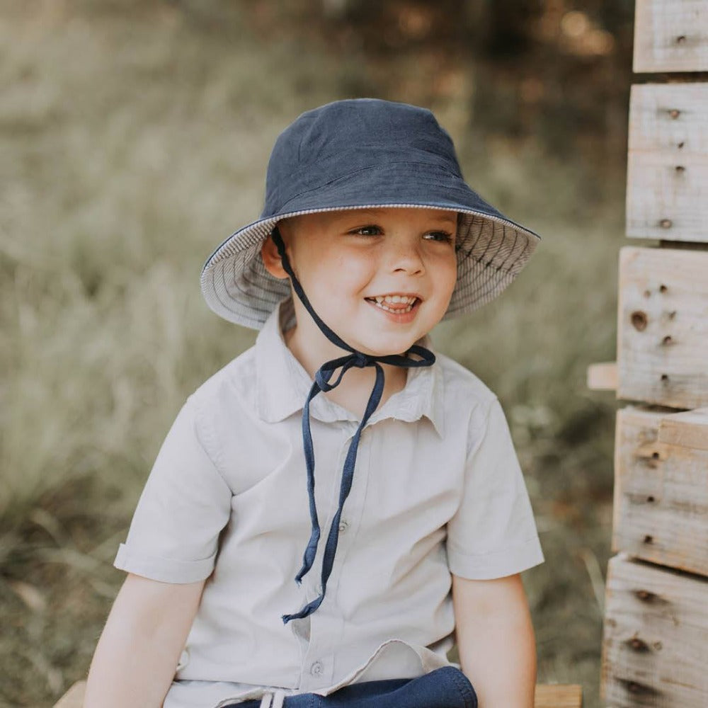 Bedhead Hats Explorer Kids Reversible Sun Hat Charlie Indigo | Hats | Bon Bon Tresor