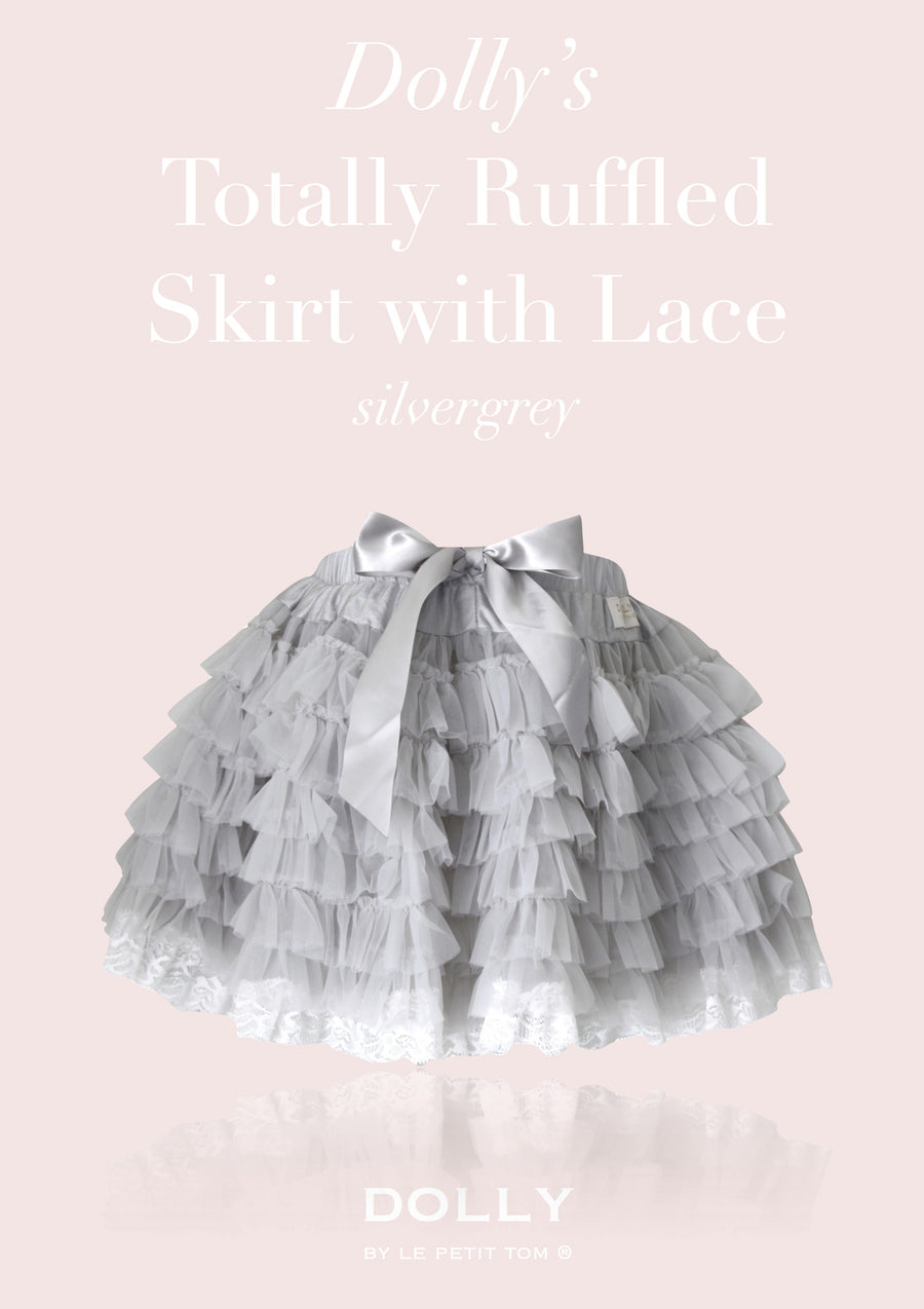 Dolly Le Petit Tom Silver Grey Ruffled Chiffon Skirt | Dresses & Skirts | Bon Bon Tresor