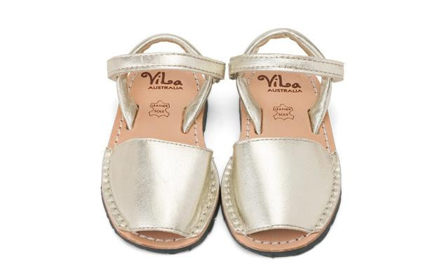 Vila Australia Metallic Gold Leather Sandal | Dress Shoes | Bon Bon Tresor